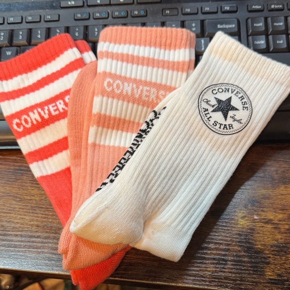 Converse Womens NEW Casual Socks - Red, Pink, and White (3 pieces) - Picture 1 of 2